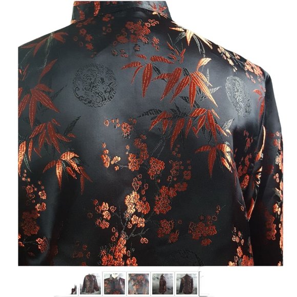Fine Chinese Tops Women sz 12  Asian Oriental Silk Long Sleeves Jacket Blazer - Picture 7 of 8